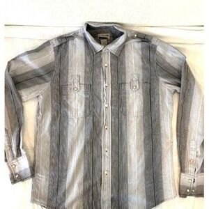 "Rare Vintage" Brand Men's Western Rodeo Shirt Grey Stripe Pearl Snaps Sz Large